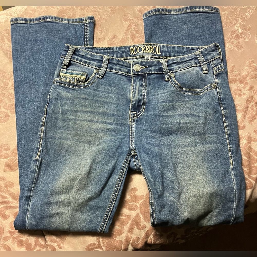 Rock & Roll Denim Women's Boot Cut Jeans — Medium Blue Wash